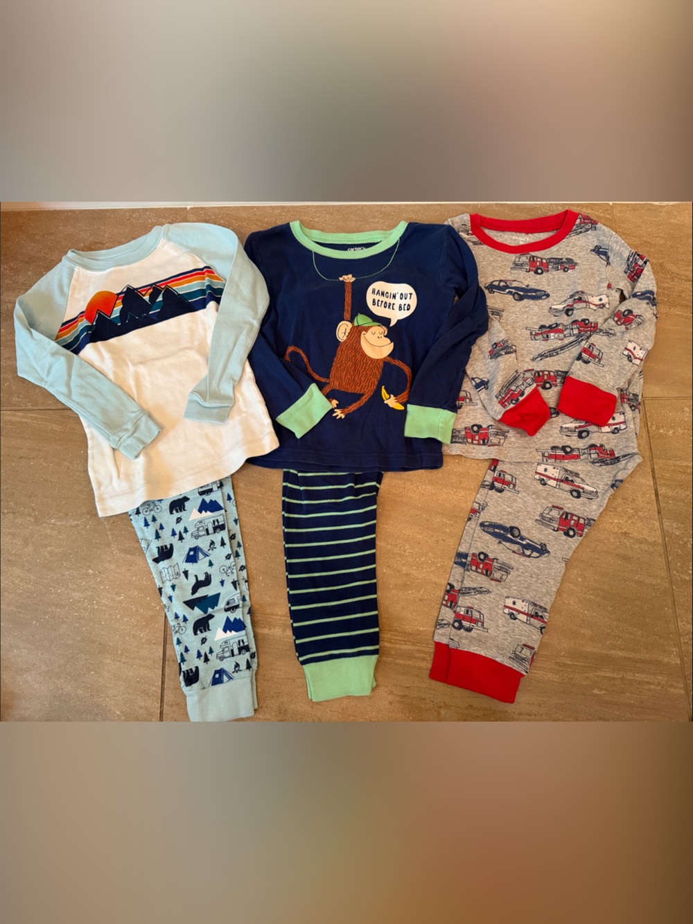 Kids 4T boy Long Sleeve Pajamas 3 Sets